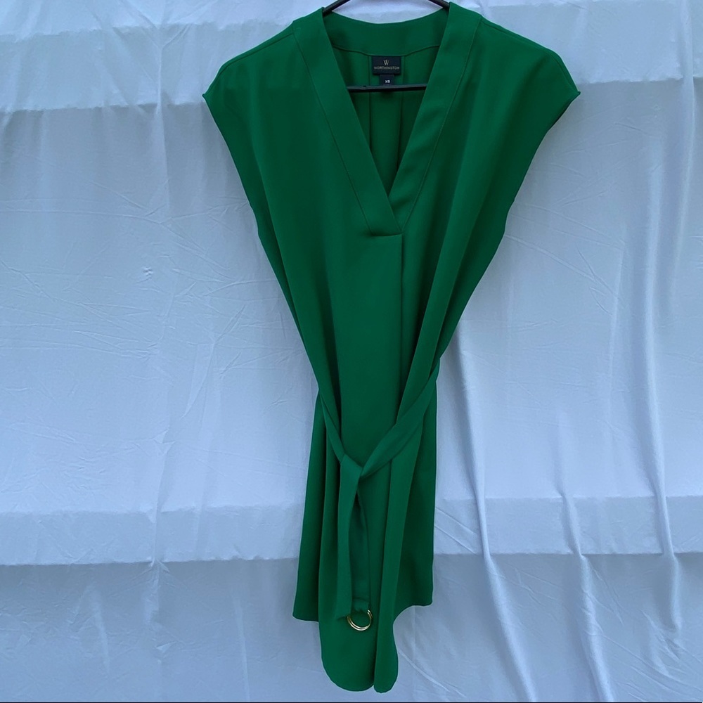 Worthington Women’s Kelly Green Dress Size XS NWOT thin belt, very cute vibran…